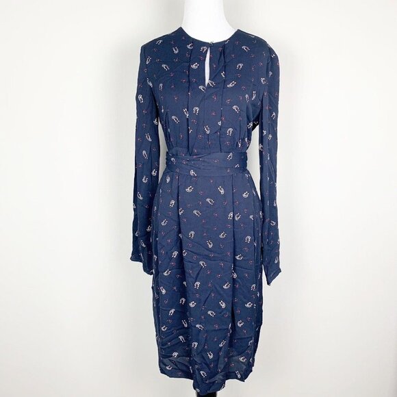 Noa Noa Dresses & Skirts - Noa Noa Womens Dress Blue Size 34 Small Long Sleeve Belted Round Neck